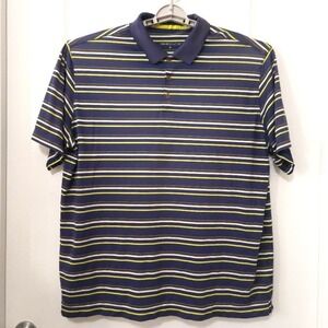Nike Golf Mens XL Blue Striped Dri-Fit Performance Short Sleeve Polo Shirt